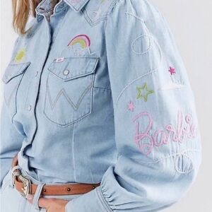 NWT Wrangler Barbie Embroidered Denim Shirt